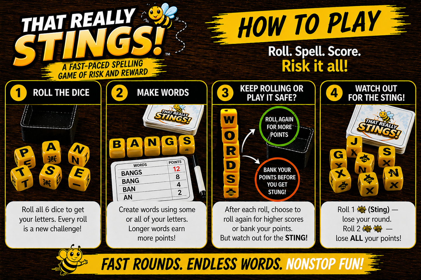 THAT REALLY STINGS!™ – A Risky Word Dice Game